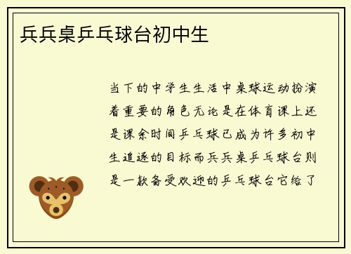 兵兵桌乒乓球台初中生